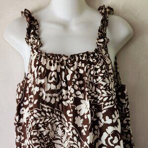 Tommy Hilfiger tank top sz L brown ecru boho print EUC